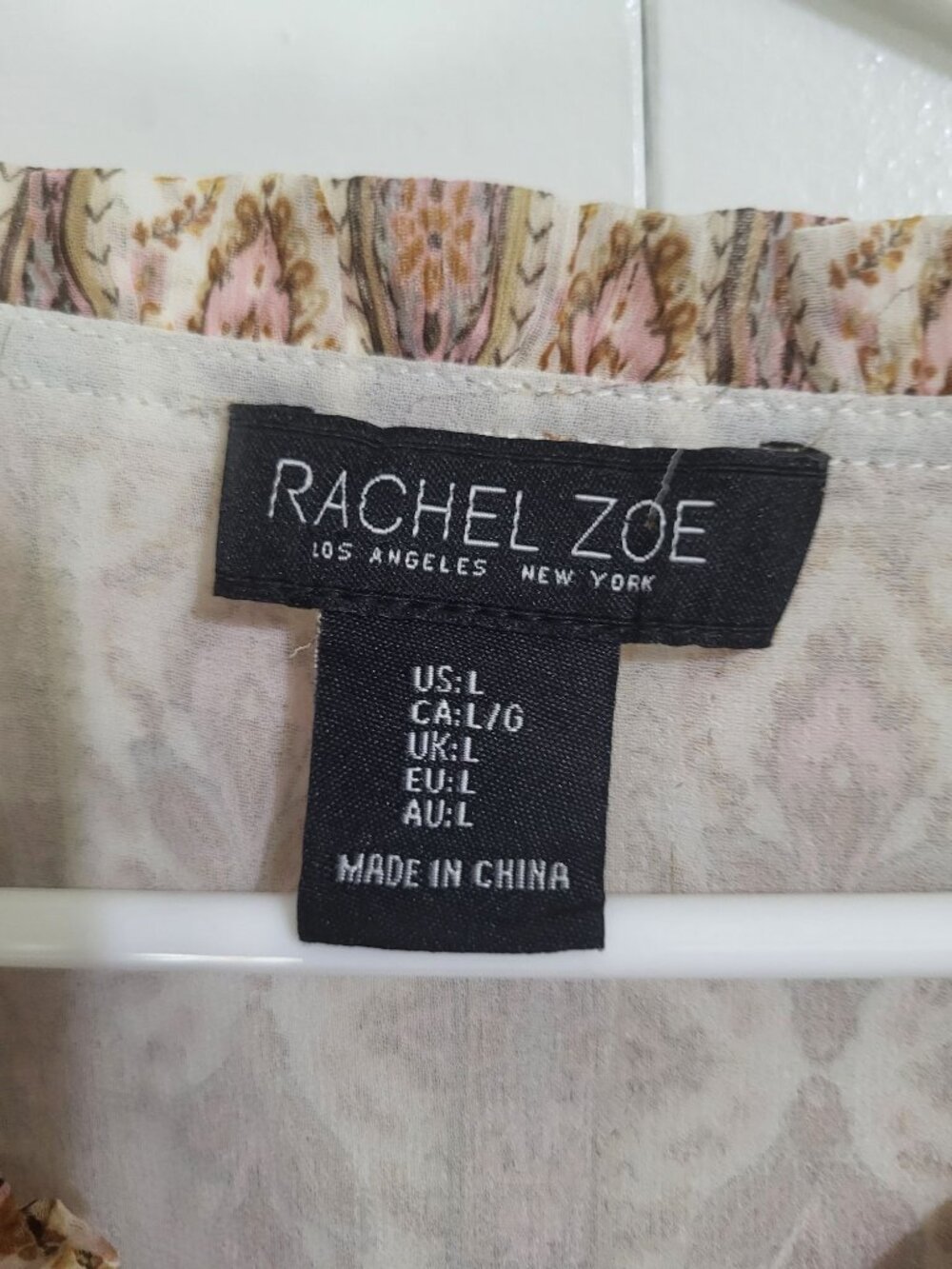 Rachel Zoe Women's LG Boho Chic Ruffle Print Peasant Top Blouse Festival - Picture 4 of 9